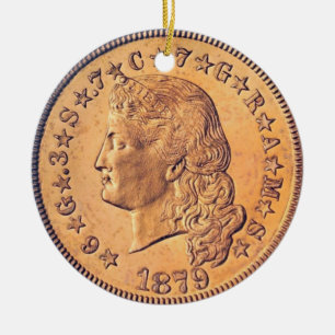 Décoration En Céramique "Flower Hair Stella pièce de quatre dollars Orname