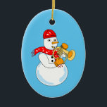 Décoration En Céramique Flugelhorn Snowman<br><div class="desc">Un joueur de flûtiste de snowman portant un foulard de note de musique est un drôle de design de cadeau de corne pour les musiciens, les professeurs de musique et les étudiants en concert et groupe de marche.</div>