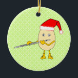 Décoration En Céramique Flute de Santa Hat Egghead<br><div class="desc">Une flûte jouant de l'egghead portant un casquette Père Noël est un drôle de cadeau pour les joueurs de vent de bois,  les professeurs de musique et les étudiants en concert et groupe de marche à Noël.</div>