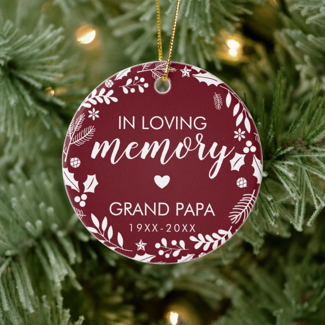 Décoration En Céramique Foliage d'hiver en mémoire d'amour photo rouge (Arbre)