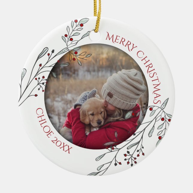 Décoration En Céramique Folithe de Noël et baies (Devant)