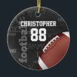 Décoration En Céramique Football américain Personalized Chalkboard<br><div class="desc">Un design moderne en métal en grille de football américain avec un football sur un arrière - plan de typographie de tableau noir avec terminologie de football en arrière - plan. Le design comprend du texte personnalisable pour le nom et le numéro du joueur de football ou du ventilateur en...</div>