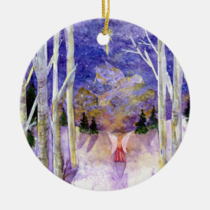 Décoration En Céramique Forêt de bouleau d'ange de colombe