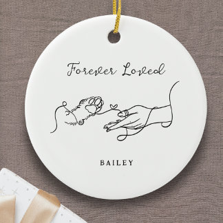 Décoration En Céramique Forever Loved Pet Memorial Dog Cat Paw Print Photo