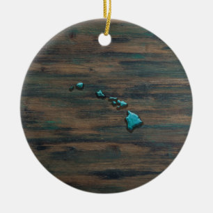 Décoration En Céramique Forme d'état de Hawaii Turquoise