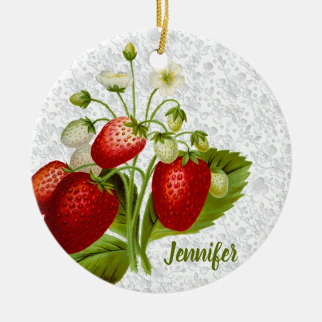 Décoration En Céramique Fraise et dentelle (Devant)