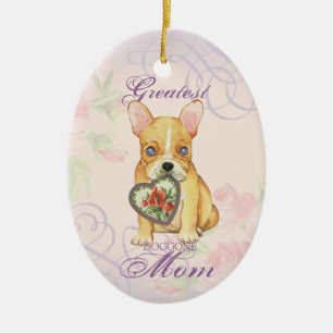 Décoration En Céramique French Bulldog Heart Mom Ceramic Ornament
