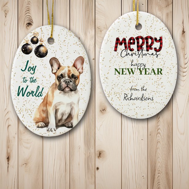 Décoration En Céramique French Bulldog Joy to the World Christmas (Créateur téléchargé)