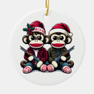 Décoration En Céramique Frères Chasseurs de singes à Noël