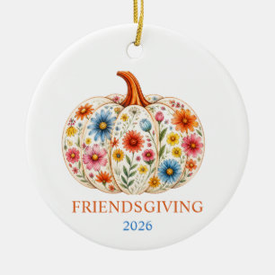 Décoration En Céramique Friendsgiving citrouille florale personnalisée
