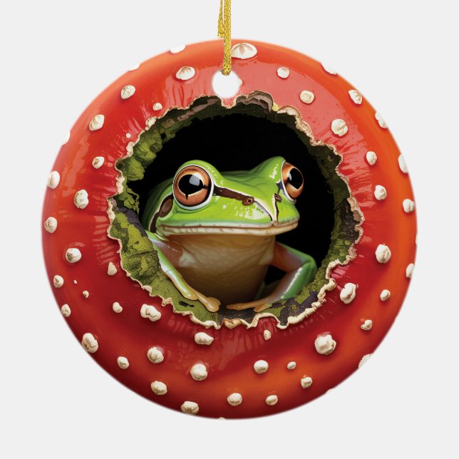 Décoration En Céramique Frog in Toadstool – Cute Woodland Mushroom Art (Dos)
