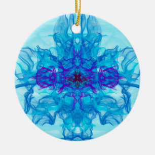Décoration En Céramique FUMÉE BLEUE - Art Fractal -