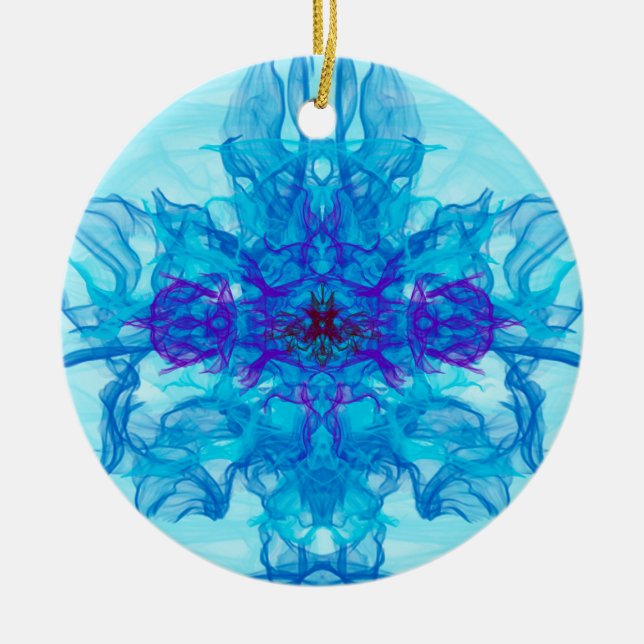 Décoration En Céramique FUMÉE BLEUE - Art Fractal - (Devant)