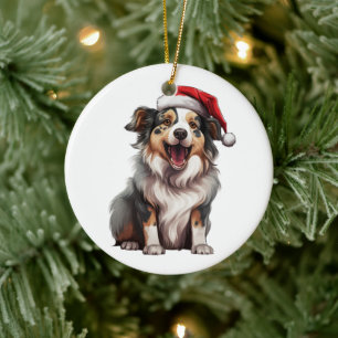 Décoration En Céramique Fun Australian Shepherd' chien de Noël