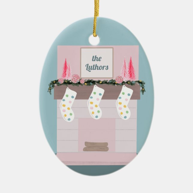 Décoration En Céramique Fun Disco Rose Custom Christmas (Devant)