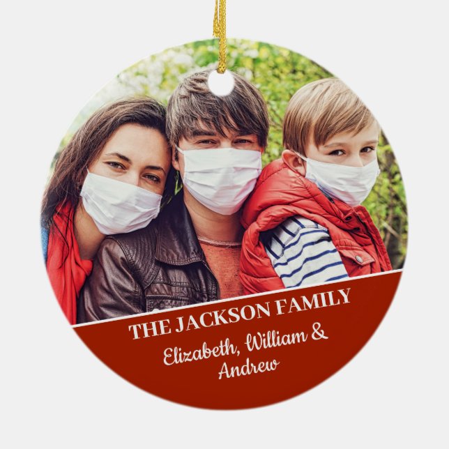 Décoration En Céramique Fun merry Christmask reindeer face mask with photo (Dos)