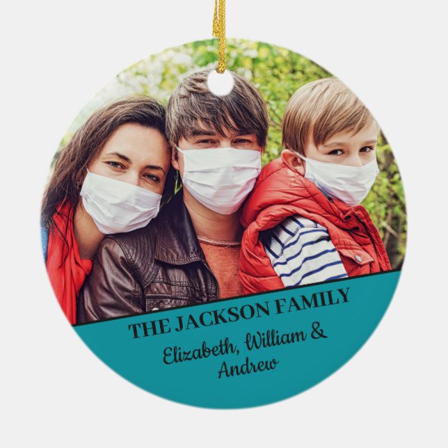 Décoration En Céramique Fun merry Christmask reindeer face mask with photo (Dos)