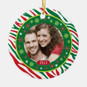 Décoration En Céramique Funky Red Green Zebra Imprimer Photo de famille No