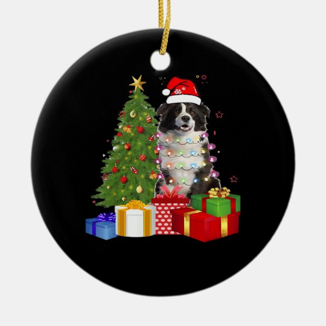 Décoration En Céramique Funny Border Collie Christmas Tree Merry Christmas (Devant)