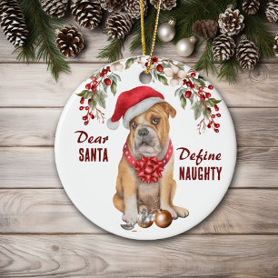 Décoration En Céramique Funny Bulldog Define Naughty Christmas