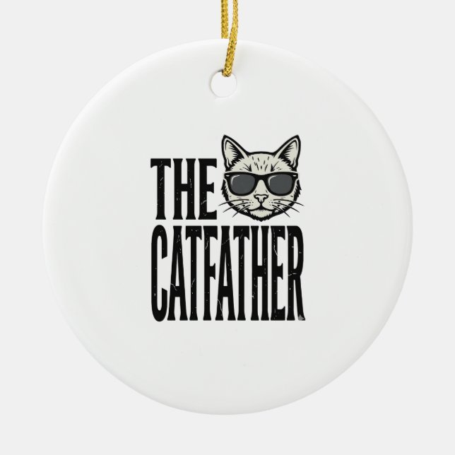 Décoration En Céramique Funny Catfather Vintage Cat Quote Graphic Shirt_1 (Devant)
