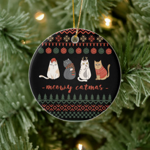 Décoration En Céramique Funny Chat jeu de Noël - Chat Noël