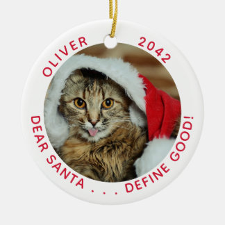 Décoration En Céramique Funny Chat Père Noël Noël