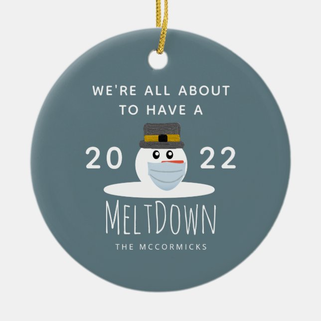 Décoration En Céramique Funny Christmas 2021 Snowman Meltdown Personnalisé (Devant)