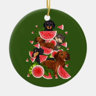 Décoration En Céramique Funny Dachshund Arbre de Noël Watermelon été
