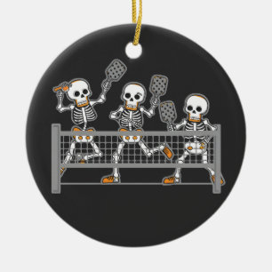 Décoration En Céramique Funny Éffrayant Trois Squelette jouer Pickleball c