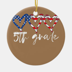 Décoration En Céramique Funny Enseignant de 5e année Drapeau Coeurs Enseig