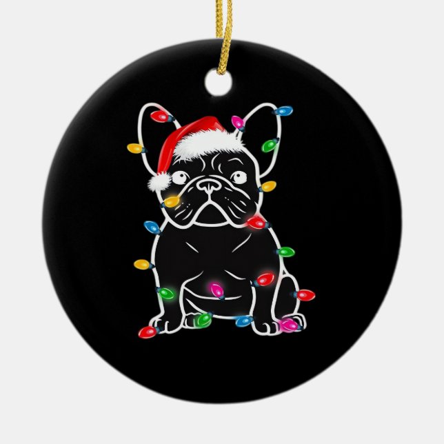 Décoration En Céramique Funny French Bulldog Dog Tree Christmas Lights Xma (Devant)