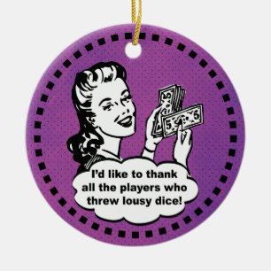 Décoration En Céramique Funny Joueur Bunco Gagnant Purple Vintage