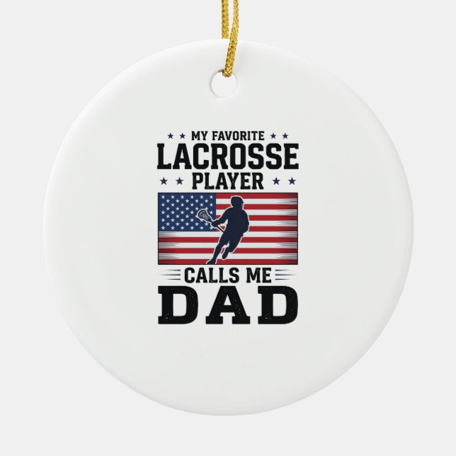 Décoration En Céramique Funny Lacrosse Dad American Flag Vintage Shirt Des (Devant)
