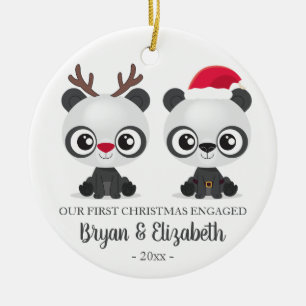 Décoration En Céramique Funny Pandas premier Noël engagé photo personnal