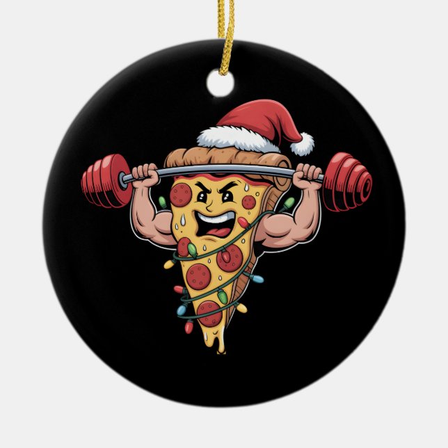 Décoration En Céramique Funny Pizza Lifting Bodybuilding Christmas Men Boy (Devant)