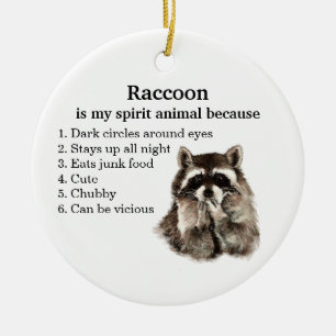 Décoration En Céramique Funny Raccoon Spirit Humour animal