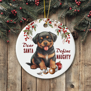 Décoration En Céramique Funny Rottweiler Pup Définir Naughty Christmas