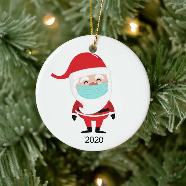 Décoration En Céramique Funny Santa Claus portant Fémask 2020 Noël (Arbre)