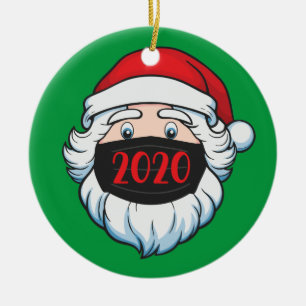 Décoration En Céramique Funny Santa Claus portant Fémask 2020 Noël