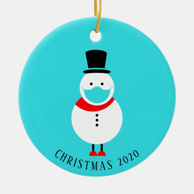 Décoration En Céramique Funny Snowman dans le masque facial Noël personnal (Devant)