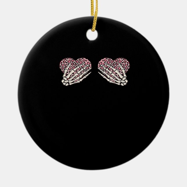 Décoration En Céramique Funny Valentines Jour Squelette Mains Coeurs Fille (Devant)