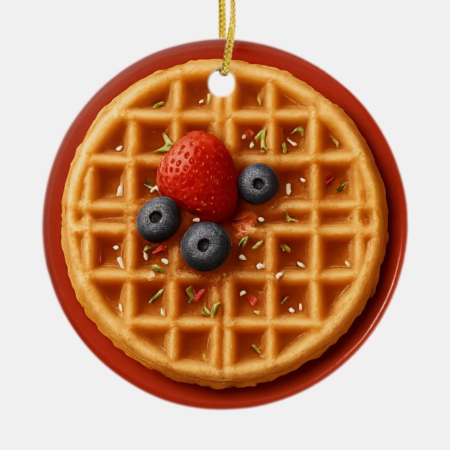 Décoration En Céramique Funny Waffle Ornament – Personalized Gift Idea (Devant)