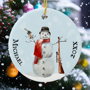 Décoration En Céramique Fusillade de l'amant de pistolet Snowman
