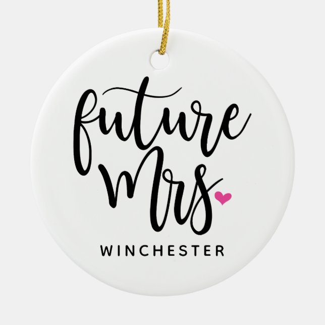 Décoration En Céramique Future Mme (nom) en manuscrit noir (Devant)