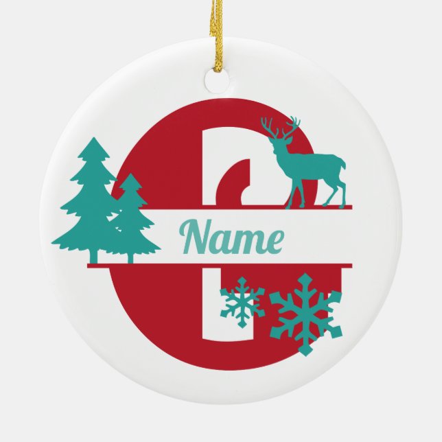 Décoration En Céramique G Monogramme initial de Noël Arbre de Noël (Dos)