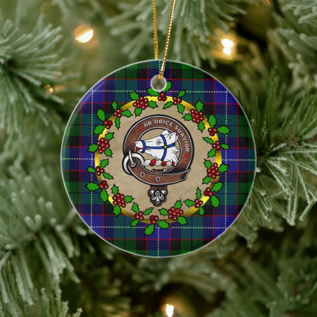 Décoration En Céramique Galbraith Clan Badge & Tartan Personnalisé Noël (Arbre)