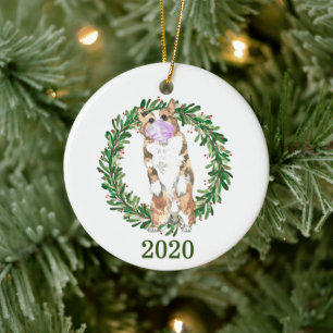Décoration En Céramique Gallois Corgi Noël Porter le Masque Visage 2020