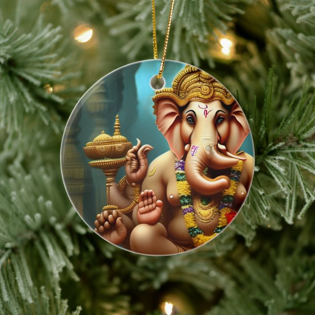 Décoration En Céramique Ganesh prend un selfie (Arbre)
