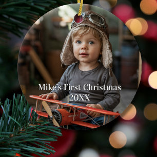 Décoration En Céramique Garçon Pilote Avion Aviation Photo de Noël Mignonn